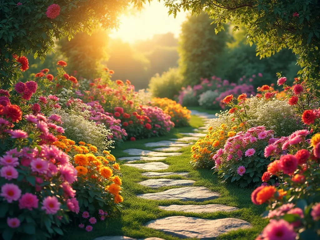 Peaceful floral healing path at Garden of Peace in Beverly MA